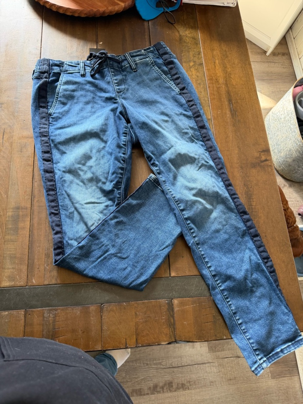 torrid Blue Denim Elastic Waist Pants with Navy Waistband